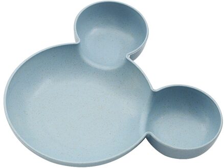 Baby Servies Cartoon Kids Verdeeld Kom Food Grade Eco Tarwe Stro Kinderen Plaat Babyvoeding Servies Eten Gerechten blauw bowl