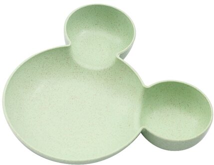 Baby Servies Cartoon Kids Verdeeld Kom Food Grade Eco Tarwe Stro Kinderen Plaat Babyvoeding Servies Eten Gerechten groen bowl