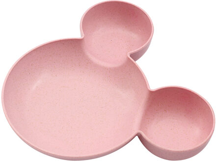 Baby Servies Cartoon Kids Verdeeld Kom Food Grade Eco Tarwe Stro Kinderen Plaat Babyvoeding Servies Eten Gerechten roze bowl