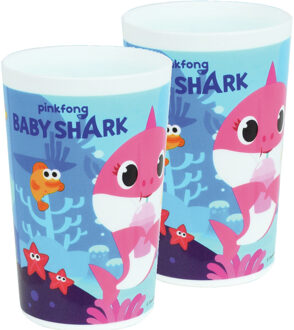 Baby shark 4x stuks kunststof drinkbeker Baby Shark 220 ml - Kinderservies Multikleur