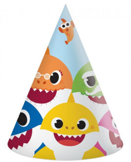 Baby Shark Feest Hoedjes Party (6st) Multikleur - Print