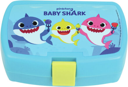Baby shark Kunststof broodtrommel/lunchbox Baby Shark 16 x 11 cm Multi
