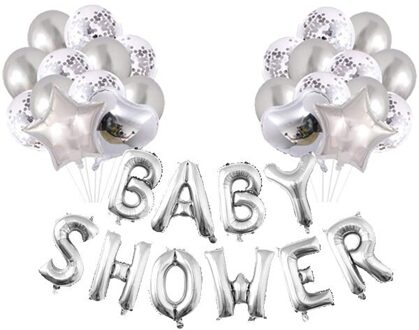 Baby Shower Party Decoraties Ballonnen Voor Jongen, Blauw Baby Shower Brief Ballon Banner Zilver