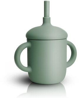 Baby Siliconen Cup Snacks Fles Drinkware Voeden Effen Servies Peuters Gerechten Voor Baby Kom Waterdichte Sippy Cup ArmyGreen