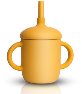 Baby Siliconen Cup Snacks Fles Drinkware Voeden Effen Servies Peuters Gerechten Voor Baby Kom Waterdichte Sippy Cup geel