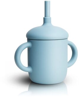 Baby Siliconen Cup Snacks Fles Drinkware Voeden Effen Servies Peuters Gerechten Voor Baby Kom Waterdichte Sippy Cup lucht blauw