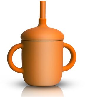 Baby Siliconen Cup Snacks Fles Drinkware Voeden Effen Servies Peuters Gerechten Voor Baby Kom Waterdichte Sippy Cup mosterd- geel