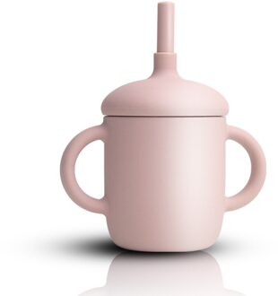 Baby Siliconen Cup Snacks Fles Drinkware Voeden Effen Servies Peuters Gerechten Voor Baby Kom Waterdichte Sippy Cup roze