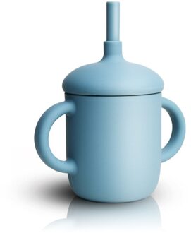 Baby Siliconen Cup Snacks Fles Drinkware Voeden Effen Servies Peuters Gerechten Voor Baby Kom Waterdichte Sippy Cup Smoky blauw