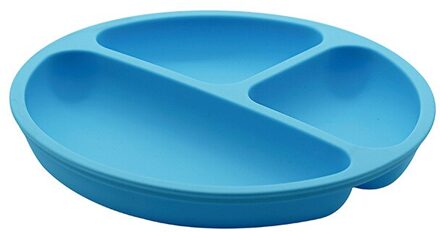 Baby Siliconen Eetkamer Plaat Solid Leuke Cartoon Kinderen Gerechten Zuig Waggel Training Servies Kinderen Voeden Kommen Bpa Gratis blauw