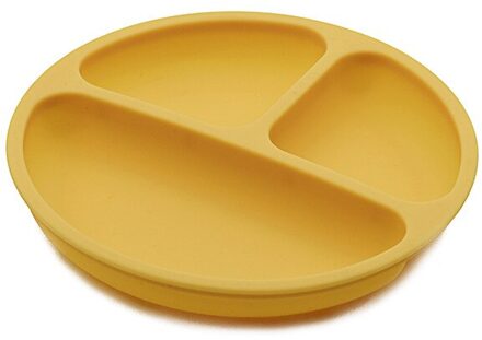 Baby Siliconen Eetkamer Plaat Solid Leuke Cartoon Kinderen Gerechten Zuig Waggel Training Servies Kinderen Voeden Kommen Bpa Gratis geel