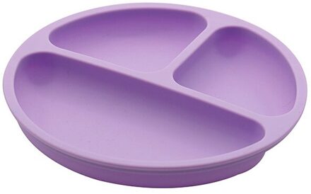 Baby Siliconen Eetkamer Plaat Solid Leuke Cartoon Kinderen Gerechten Zuig Waggel Training Servies Kinderen Voeden Kommen Bpa Gratis paars