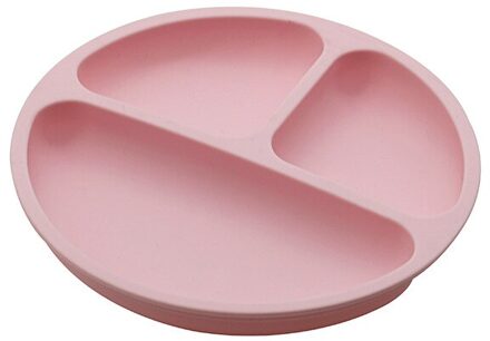 Baby Siliconen Eetkamer Plaat Solid Leuke Cartoon Kinderen Gerechten Zuig Waggel Training Servies Kinderen Voeden Kommen Bpa Gratis roze