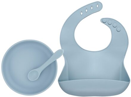 Baby Siliconen Voeden Servies Set Disc Met Zuignap Bib Speeksel Handdoek Lepel Kinderen Product Bpa Gratis Kom Baby Diner plaat 004 ether