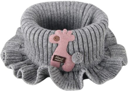 Baby Sjaal Winter Kids Jongens Meisjes Gebreide Sjaal Peuter Leuke Cartoon Warmer Haak Cowl Kraag Cirkel Sjaal Bufanda grijs