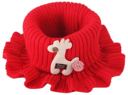 Baby Sjaal Winter Kids Jongens Meisjes Gebreide Sjaal Peuter Leuke Cartoon Warmer Haak Cowl Kraag Cirkel Sjaal Bufanda rood