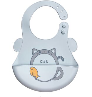 Baby Slabbetjes Leuke Cartoon Waterdichte Siliconen Gedrukt Baby Spullen Kids Meisje Jongen Voeden Slabbetjes Verstelbare Kinderen Burp Doeken kat