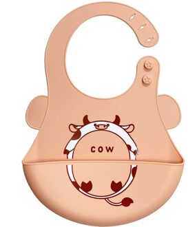 Baby Slabbetjes Leuke Cartoon Waterdichte Siliconen Gedrukt Baby Spullen Kids Meisje Jongen Voeden Slabbetjes Verstelbare Kinderen Burp Doeken koe