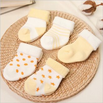 Baby Sokken 5 Pairs Pasgeborenen Winter Katoen Verdikking Unisex Korte Sokken 0-6 Maanden Baby Meisje En Jongen Sokken stijl 4