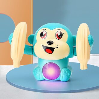 Baby Speelgoed Elektrische Tumbling Aap Licht Muziek Puzzel Geluid Tipping Monkey Kids Speelgoed Vroege Educatief Speelgoed Voor Kinderen Blauw