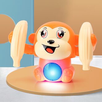 Baby Speelgoed Elektrische Tumbling Aap Licht Muziek Puzzel Geluid Tipping Monkey Kids Speelgoed Vroege Educatief Speelgoed Voor Kinderen Oranje