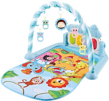 Baby Speelkleed Met Opknoping Speelgoed Educatief Puzzel Tapijt Met Piano Toetsenbord Lullaby Muziek Kinderen Gym Kruipen Activiteit Rug Toys blauw