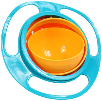 Baby Spill-Proof Kom Universele Gyro 360 Draaien Voeden Kom Praktische Kids Roterende Balans Kom Voedsel Servies Blauw