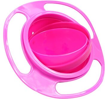 Baby Spill-Proof Kom Universele Gyro 360 Draaien Voeden Kom Praktische Kids Roterende Balans Kom Voedsel Servies roos rood