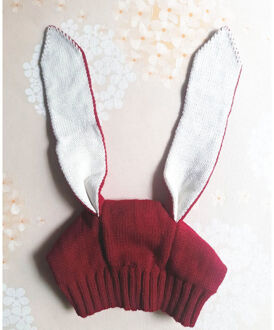 Baby Spullen Accessoires Baby Baby Meisjes Jongens Unisex Bunny Hoeden Lange Rabiit Oren Gebreide Caps Warm Pasen Hoeden Voor 3-24M wijn rood