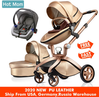 Baby Stroller 3 in 1,Hot Mom Travel System High Land-Scape Stroller with Bassinet in 2020 ,Upgrade Grid Color