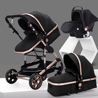 Baby Stroller 3 in 1,Portable Baby Carriage,Fold Pram,Aluminum Frame High Landscape Stroller,for Newborn Baby trolley car seat