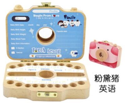 Baby Tand Doos Houten Camera Foetale Haar Kid Tanden Doos Opslag Zuigeling Navelstreng Houden Verzamelen Kind Souvenir 1