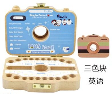 Baby Tand Doos Houten Camera Foetale Haar Kid Tanden Doos Opslag Zuigeling Navelstreng Houden Verzamelen Kind Souvenir 3