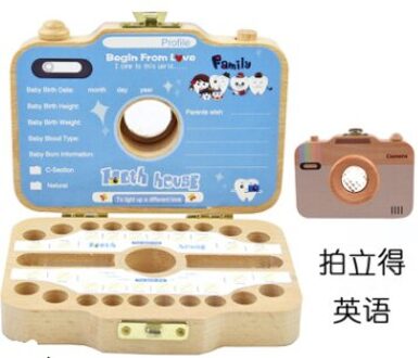 Baby Tand Doos Houten Camera Foetale Haar Kid Tanden Doos Opslag Zuigeling Navelstreng Houden Verzamelen Kind Souvenir 4