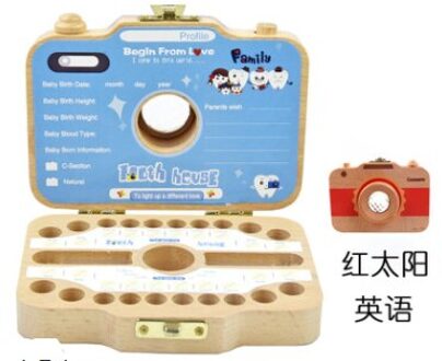 Baby Tand Doos Houten Camera Foetale Haar Kid Tanden Doos Opslag Zuigeling Navelstreng Houden Verzamelen Kind Souvenir 5