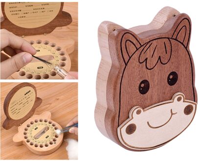 Baby Tand Doos Tanden Opbergdoos Haar Collectie Case Voor Kids Meisjes Jongens paard