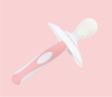 Baby Tandenborstel Dubbelzijdig Baby Kinderen Dental Oral Care Kids Soft Silicone Training Tandenborstel roze