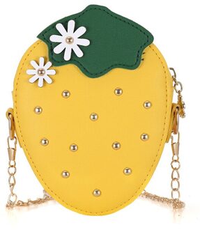 Baby Tassen Schattige Mini Portemonnee Kids Mode Pu Lederen Meisjes Portemonnee Mooie Kinderen Aardbei Klinknagel Crossbody Tas geel