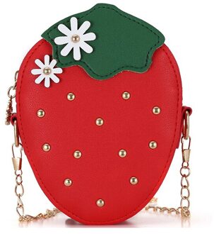 Baby Tassen Schattige Mini Portemonnee Kids Mode Pu Lederen Meisjes Portemonnee Mooie Kinderen Aardbei Klinknagel Crossbody Tas Rood