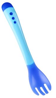 Baby Temperatuur Sensing Vork Babyvoeding Lepel Vork Servies Kinderen Voeden Geneeskunde Temperatuur Sensing Vork Soep Vork blauw 1stk