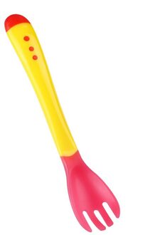 Baby Temperatuur Sensing Vork Babyvoeding Lepel Vork Servies Kinderen Voeden Geneeskunde Temperatuur Sensing Vork Soep Vork geel 1stk