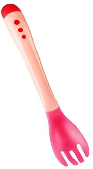 Baby Temperatuur Sensing Vork Babyvoeding Lepel Vork Servies Kinderen Voeden Geneeskunde Temperatuur Sensing Vork Soep Vork roze 1stk