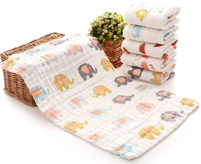 Baby Towel Cotton 6 layers Gauze 25*45cm Newborn Infant Cartoon Face Hand Bathing Bibs Handkerchief F01