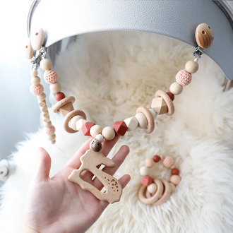 Baby Toy Wooden Pram Clip Pacifier Clip Chain Mobile Rattle Stroller Arch Toy Wood Rattle Ring Gym Puzzle Bed Bell Around Neborn
