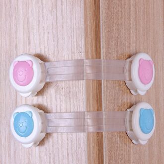 Baby Veiligheid Cartoon Beer Kabinet Sloten & Straps Plastic Lock Voor Kinderen Garderobe Kind Bescherming Blocker Baby Veiligheid 3stk roze