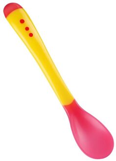 Baby Veiligheid Siliconen Temperatuur Sensing Lepel En Vork Voor Kinderen Jongens Meisjes Siliconen Lepel Voeden Bestek geel