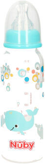 Baby voeding/drinkfles - lichtblauw - 240 ml - babies - antikoliekspeen - bpa-vrij