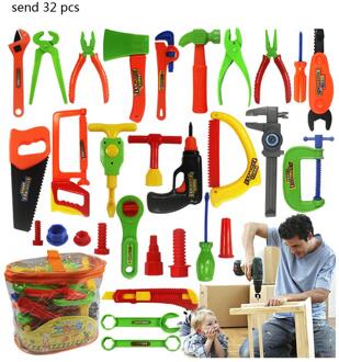 Baby Vroege Educatief Speelgoed Diy Arts Set Jongens Speelgoed Reparatie Tool Plastic Simulatie Ammer Nagels Moer Schroevendraaier Model Gereedschap Speelgoed 32stk