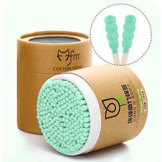 Baby Wattenstaafjes 200 Stks/doos Bamboe Wood Sticks Zachte Wattenstaafjes Schoonmaken Van Oren Tampons Cotonete Pampons Gezondheid Schoonheid groen-200stk