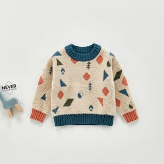 Baby Winter Warme Truien Cartoon Geometrische Wol Kniting Sweatershirt Lange Mouwen Trui Truien Voor Jongens En Meisjes 3T
